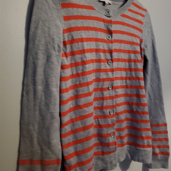 Grey/Orange Striped Sequin GAP Cardigan- Size S - Picture 6 of 12